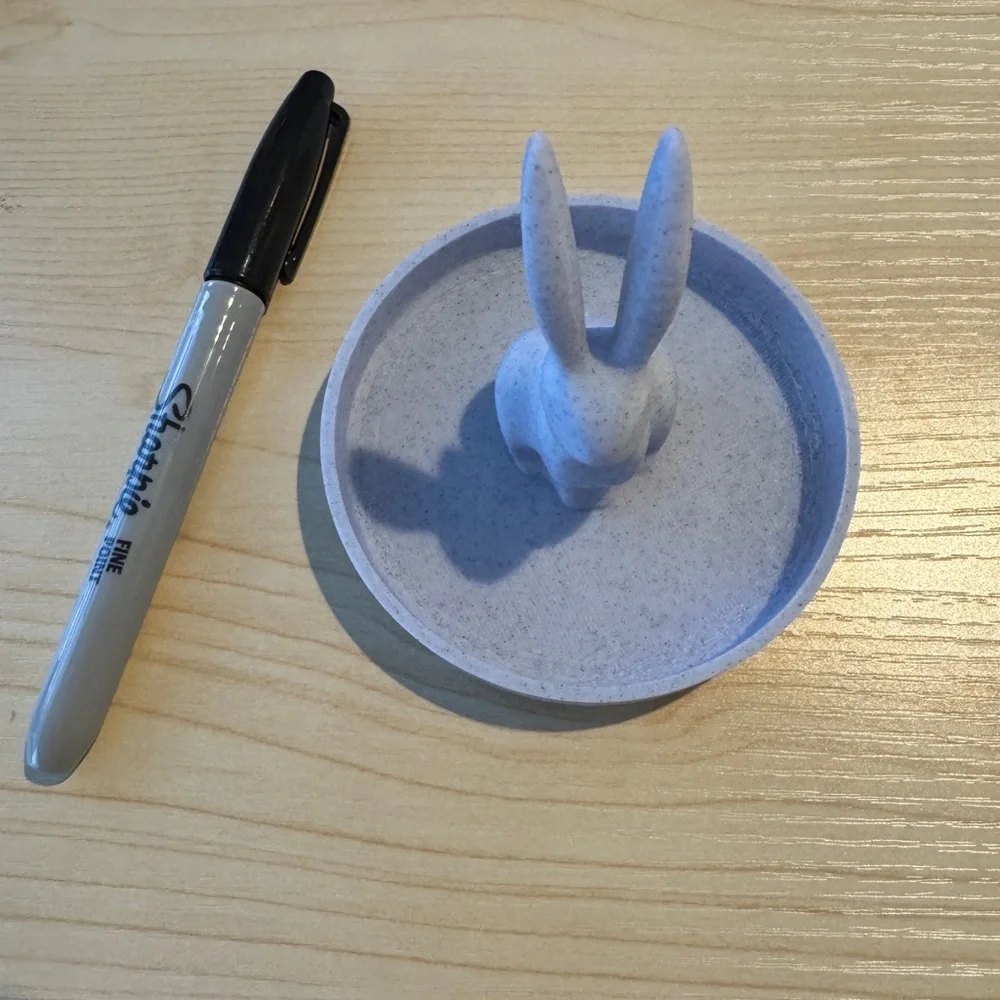 Bunny Rabbit Ring‎ Holder Jewelry Tray Marble Gray